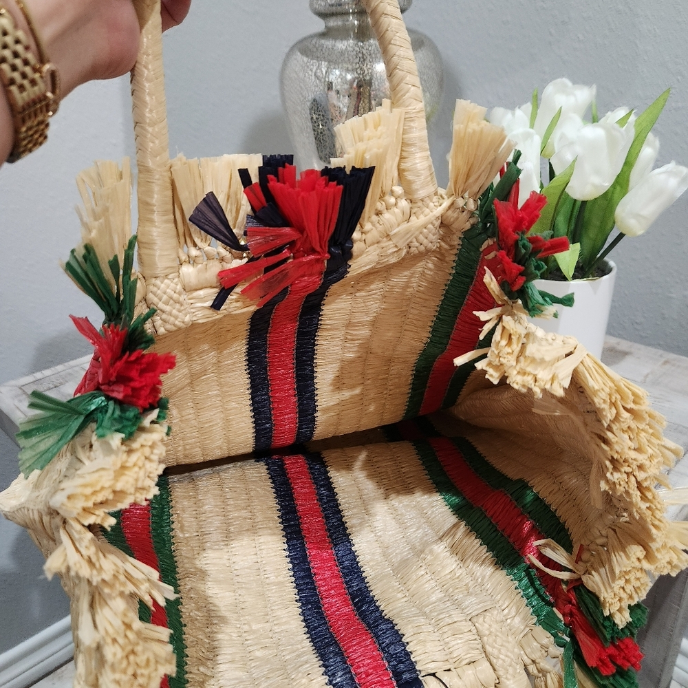 Gucci Natural Woven Straw Cestino tote - Picture 5 of 10